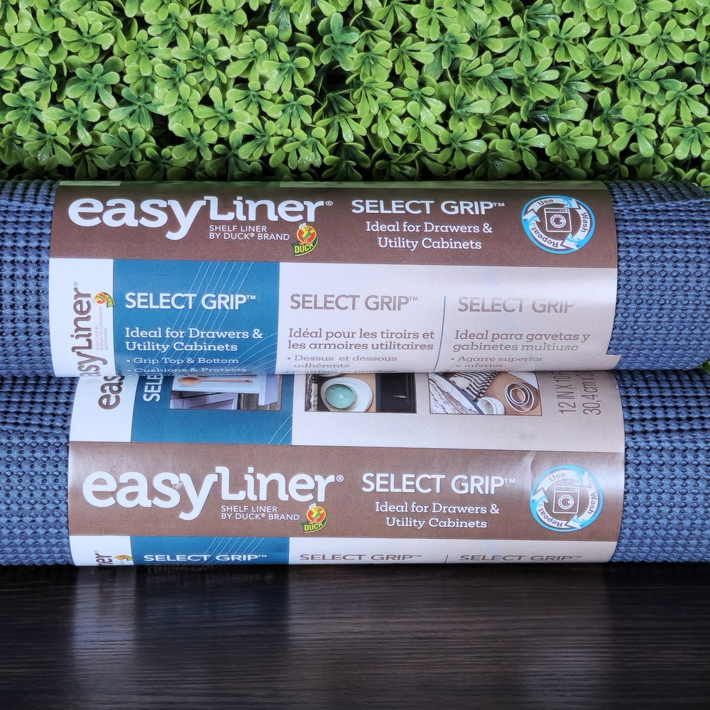 2 Pack Duck Brand EasyLiner Select Grip Shelf Liner Navy Blue 12in x 10ft 287750
